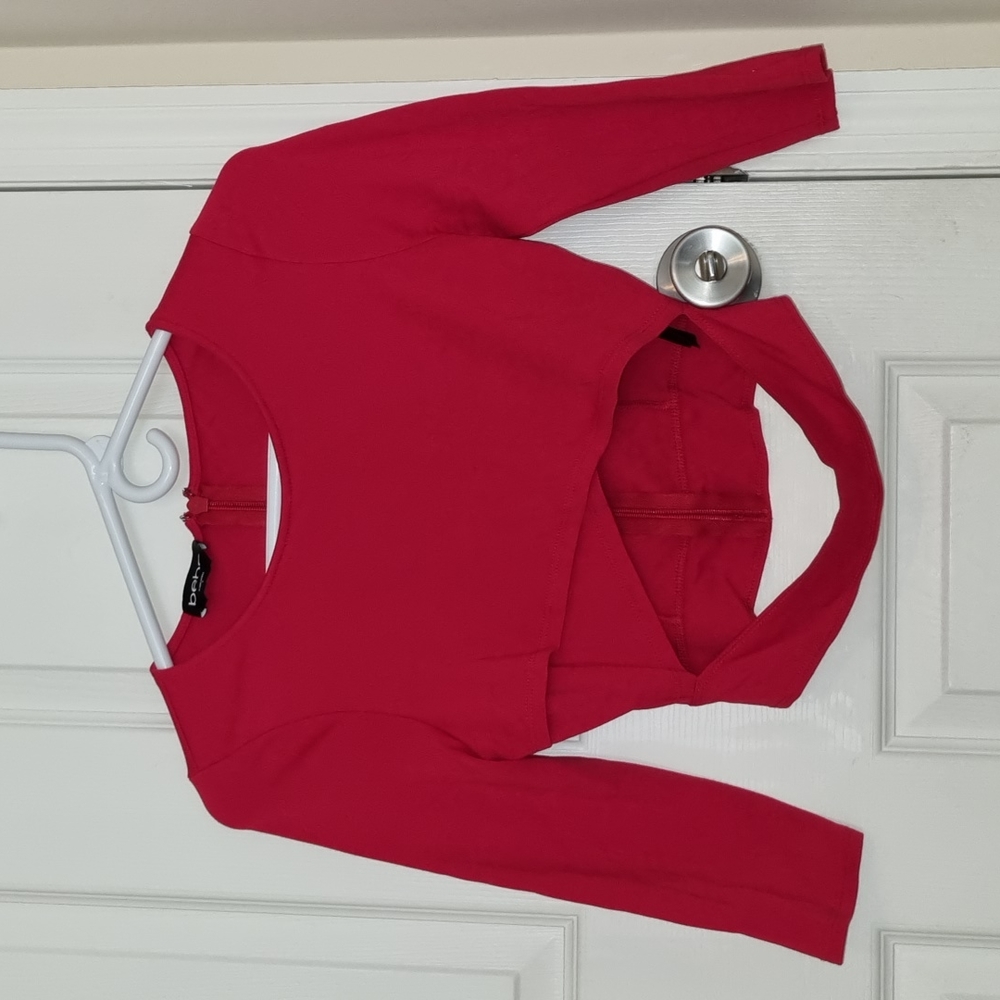 Bebe beautiful red long sleeve crop top! Used once. Almost new!